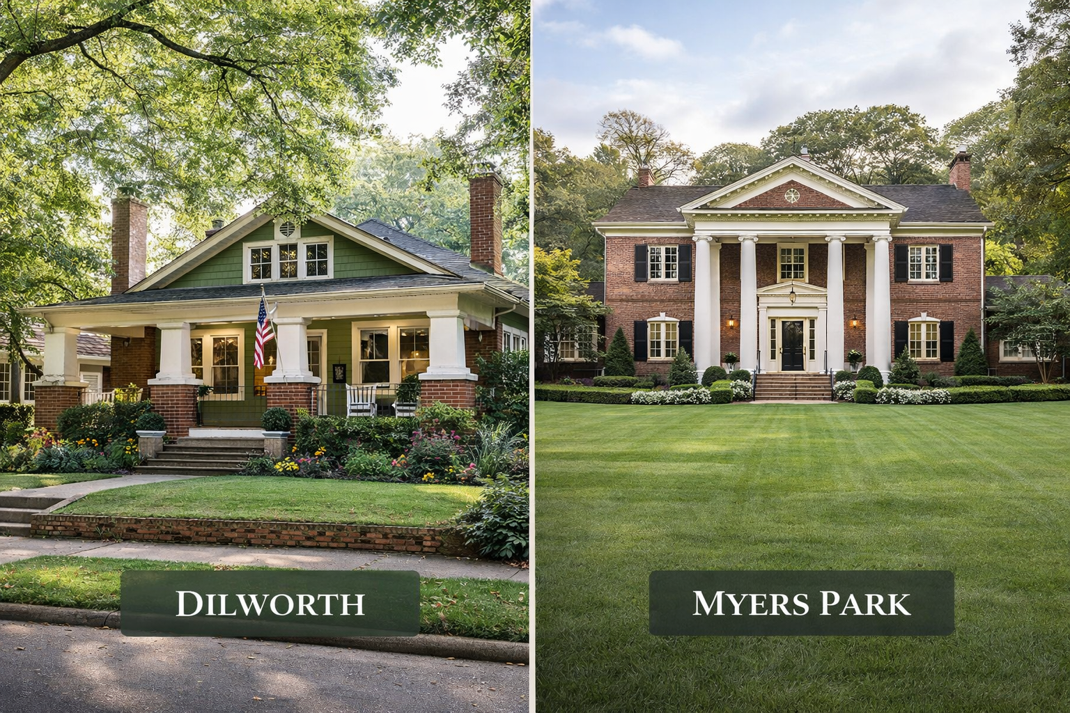 Dilworth bungalow vs. Myers Park estate—Charlotte, NC home styles