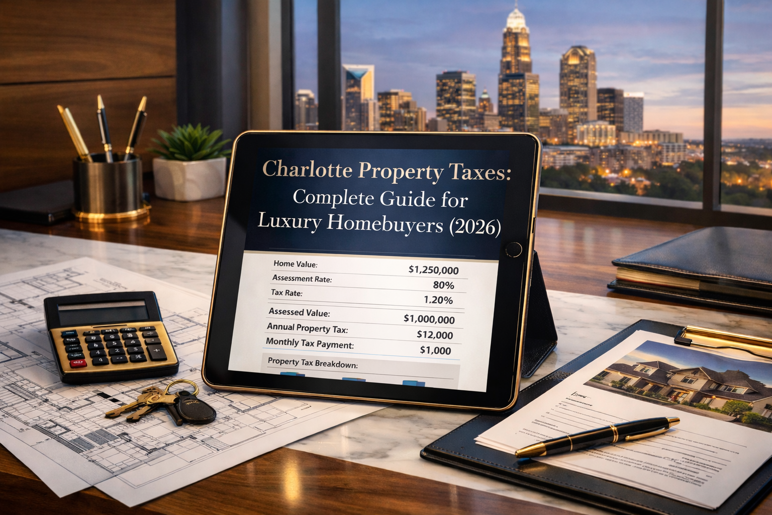 Charlotte property tax calculator showing rates for luxury homes in Mecklenburg County NC