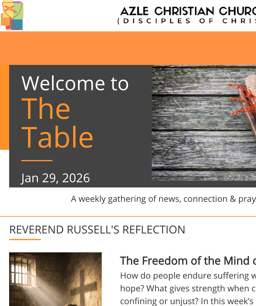 Newsletter header for Azle Christian Church titled 