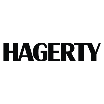 The hagerty logo is black and white on a white background.