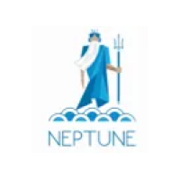 A logo of a man in a blue robe holding a trident.