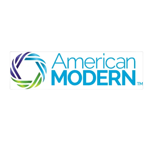 American Modern logo in blue and green with circular swirl icon