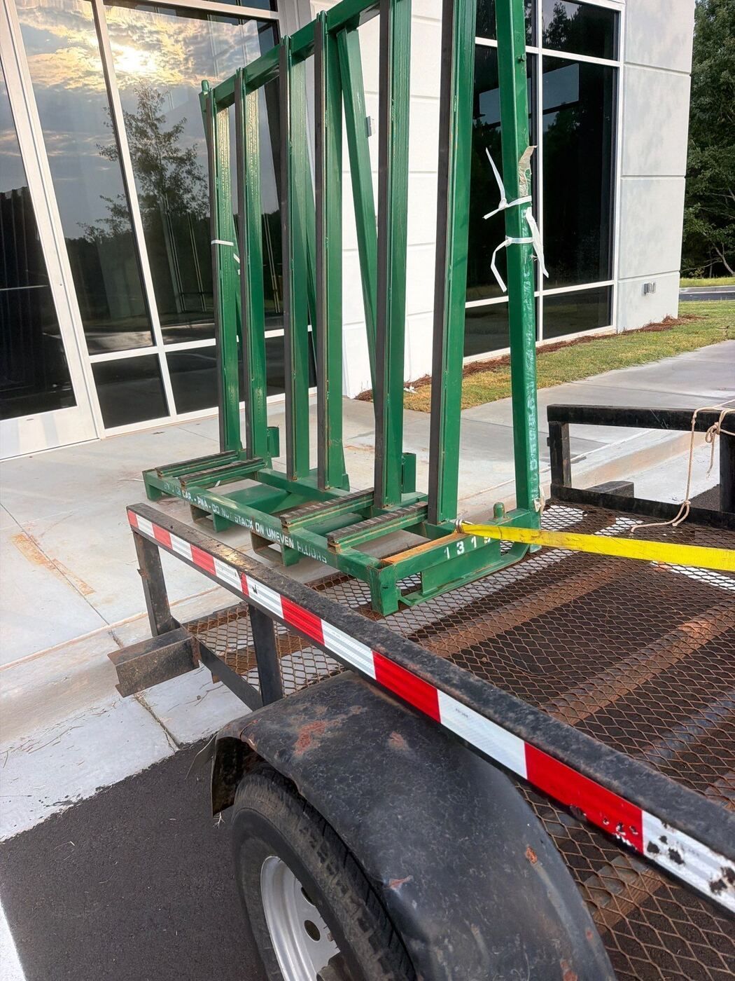 Glass panels staged for installation at Dogwood Building 100 in Griffin, GA