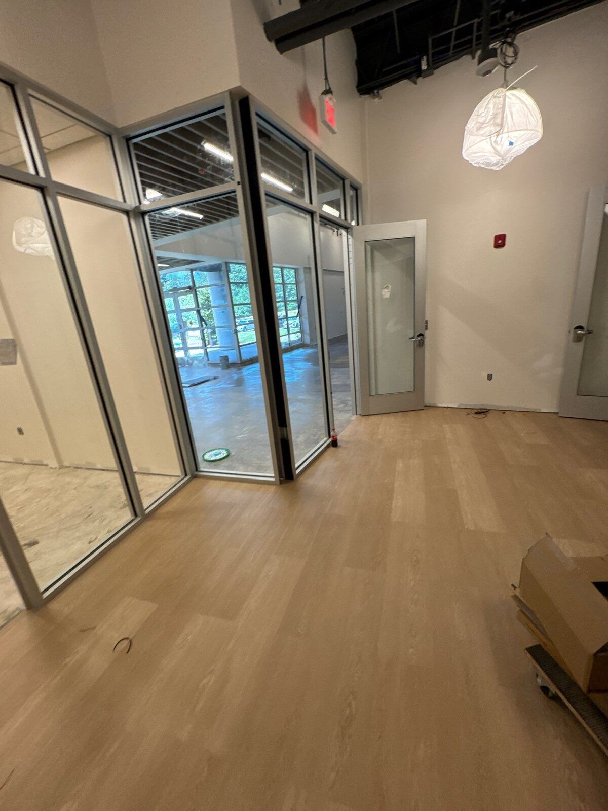Interior glass office doors with aluminum framing at Lanier Technical College in Griffin, GA.
