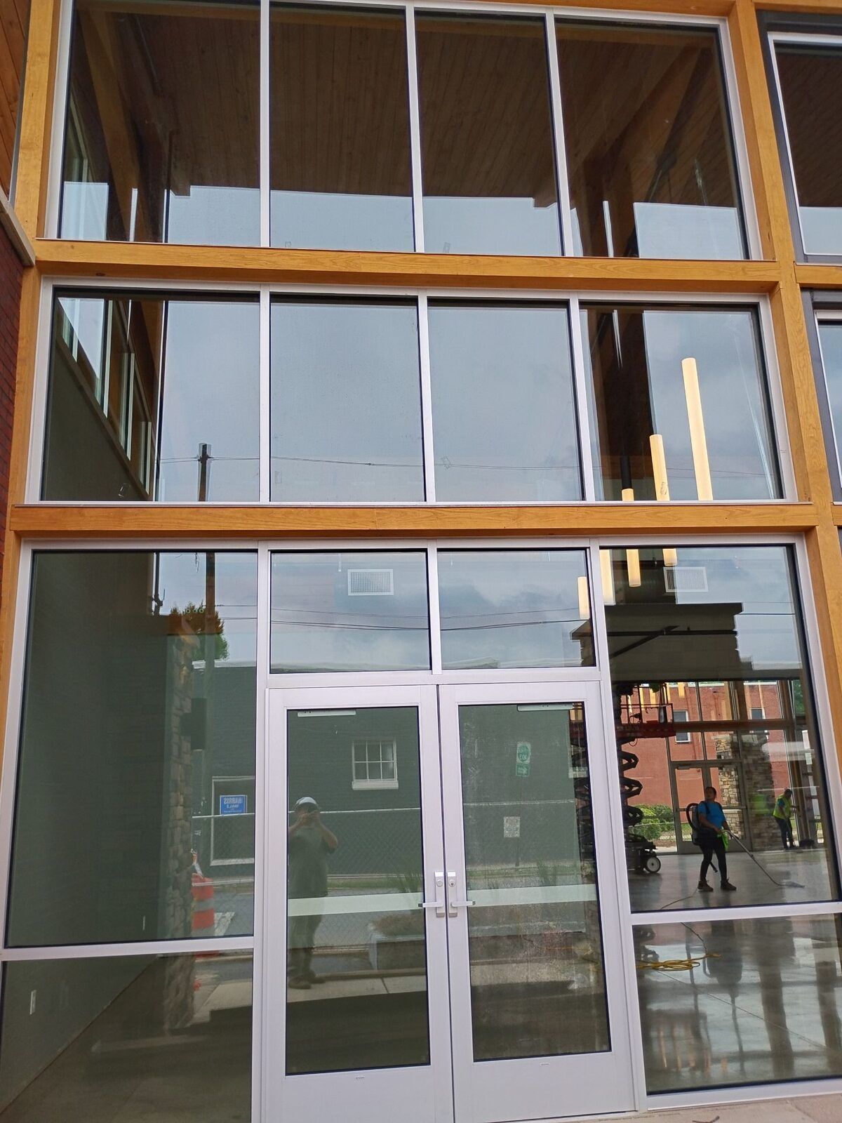 Commercial glass window facade with aluminum framing at Lankford Corner in Griffin, GA.