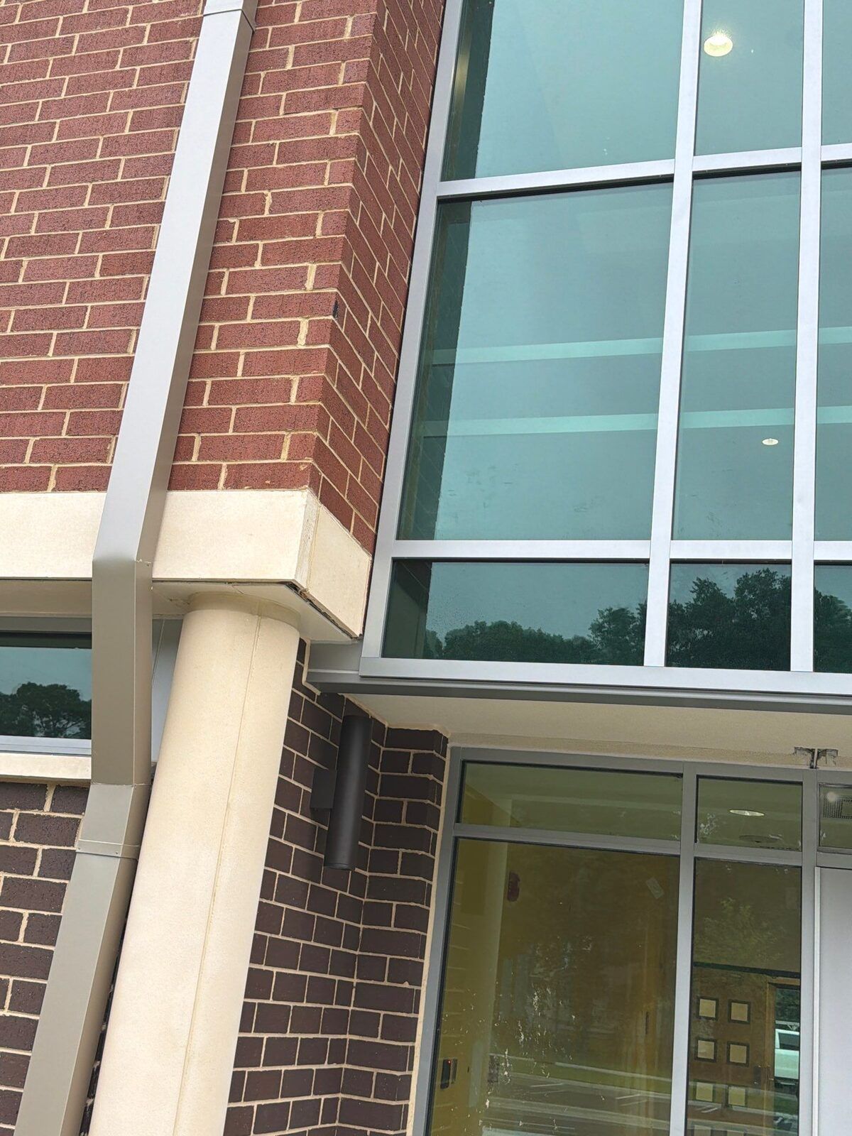 Commercial glass window wall with aluminum framing at S.L. Lewis Elementary School in Griffin, GA.