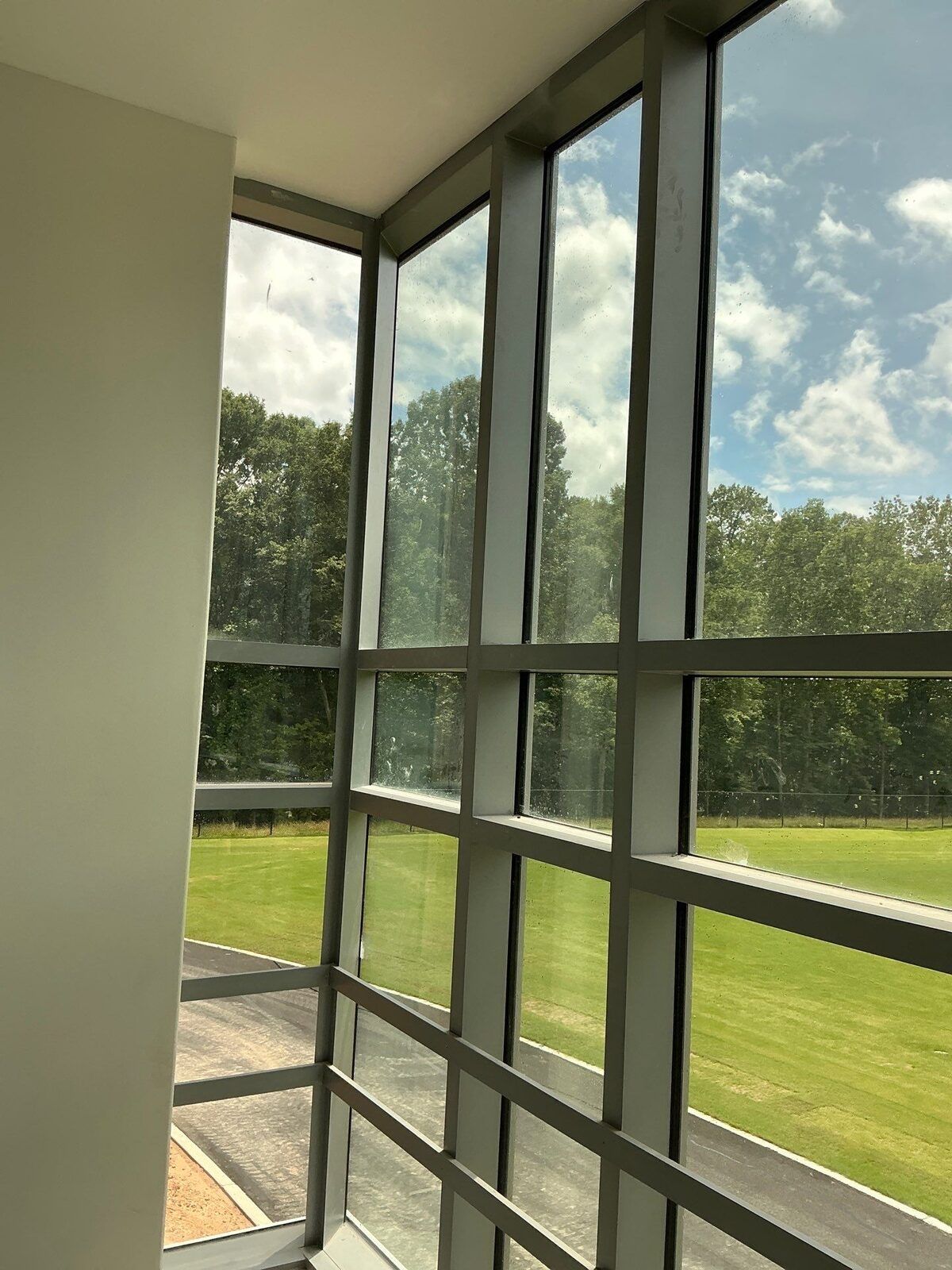 Aluminum-framed commercial storefront glass wall at S.L. Lewis Elementary School in Griffin, GA.