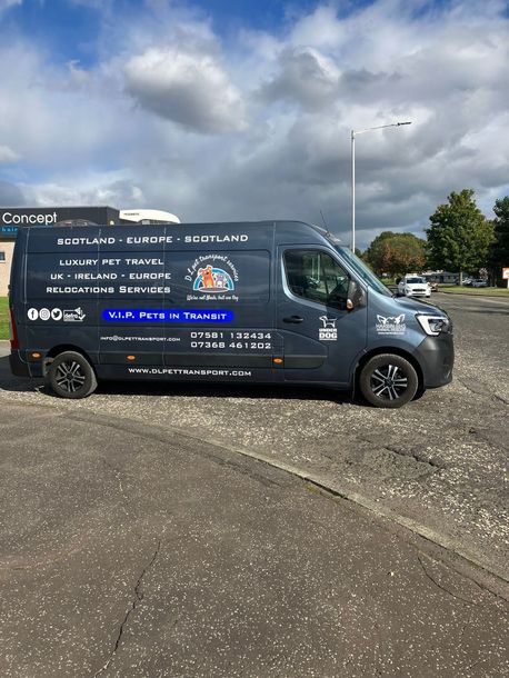 DL Pet Transport van providing door-to-door pet transport across the UK, Ireland and Europe