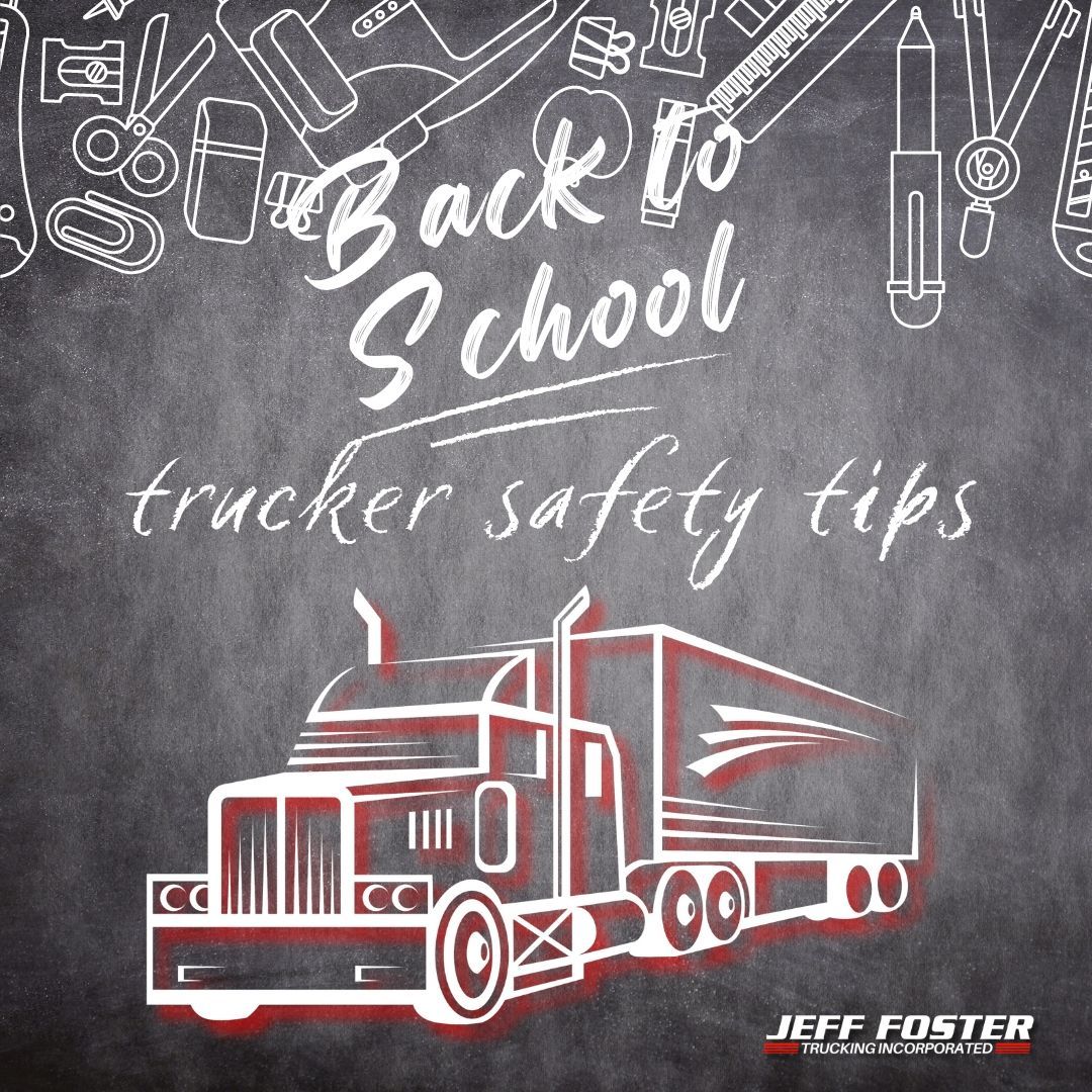 A chalkboard with a truck on it and the words `` back to school trucker safety tips ''