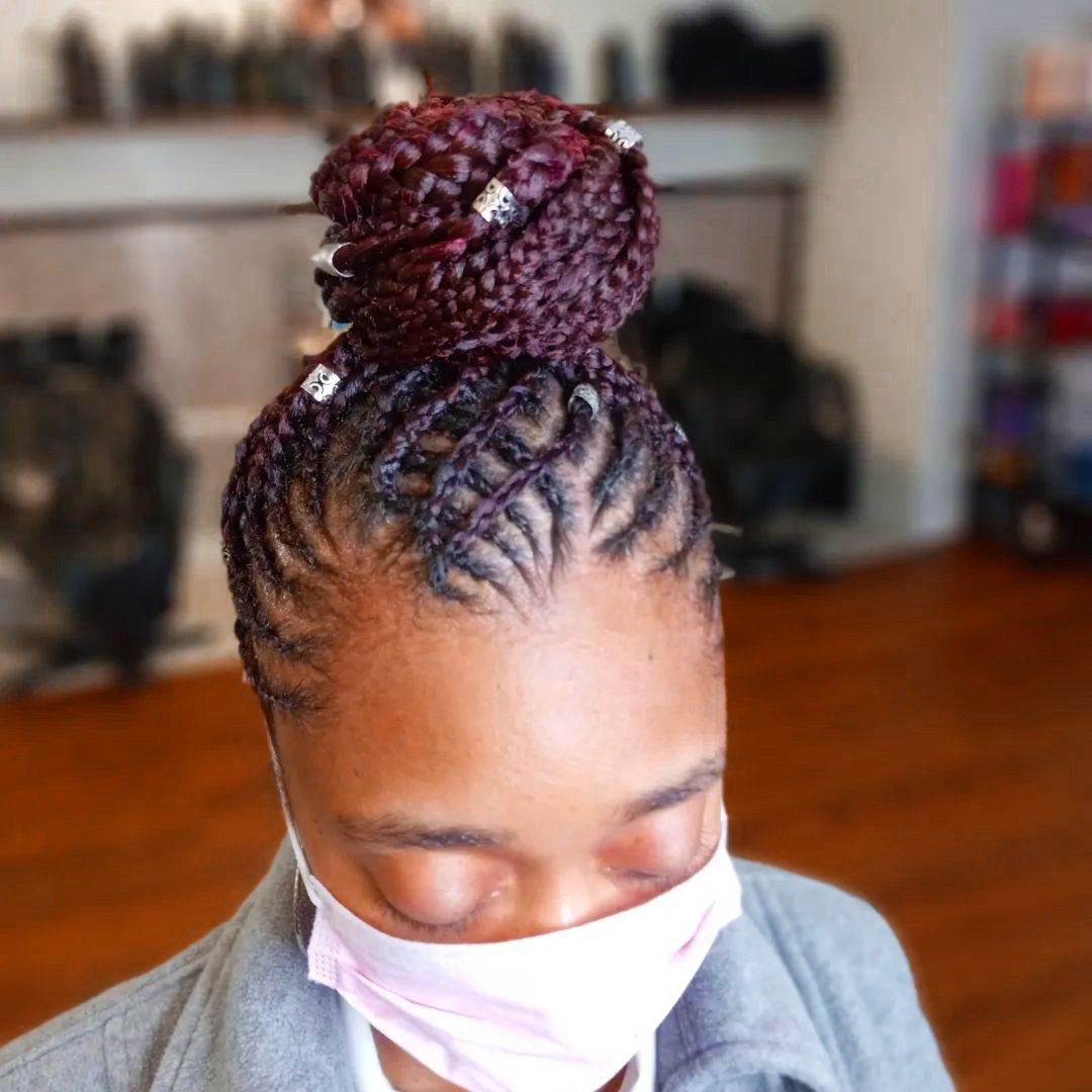 feed in braids done by smith stylez hari salon in middle town