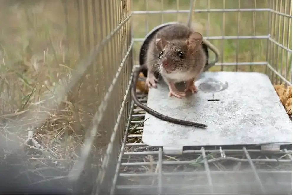 Un rat pris au piège de façon mécanique