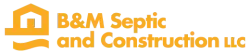 Logo for B&M Septic and Construction LLC, featuring a house icon in orange.