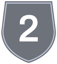 Gray road sign with a white number 2 inside.