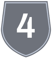 Gray shield with white number 4.