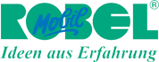 Logo für ROBEL mit dem Schriftzug „Mobile“ in einem Kreis und dem darunter stehenden Spruch „Ideen aus Erfahrung“.