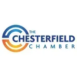 The Chesterfield Chamber logo in blue and orange with a stylized circular mark.