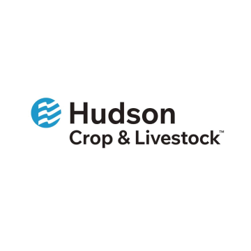 Logo for Hudson Crop & Livestock featuring a blue circular icon with wavy lines next to the company name in black text.