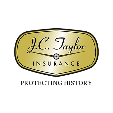A gold, oval-shaped J.C. Taylor Insurance logo with the text
