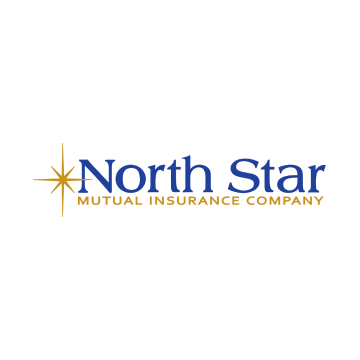 Logo for North Star Mutual Insurance Company, featuring a gold star icon next to the blue text on a white background.