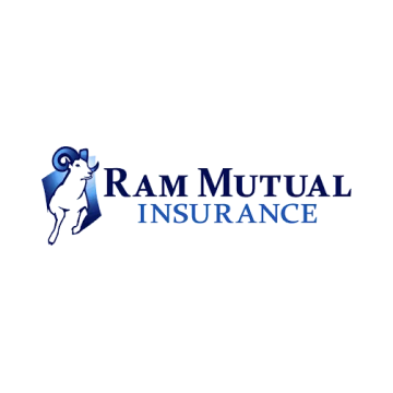 A white ram logo inside a blue shield next to the text