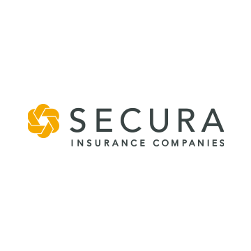 Logo for Secura Insurance Companies featuring a gold geometric icon to the left of the company name in dark gray text.