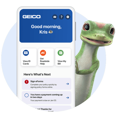 A geico phone with a lizard on the screen.