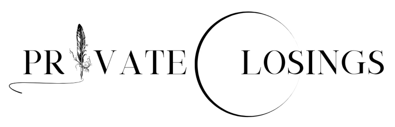 Private Closings A logo for a company called private losings