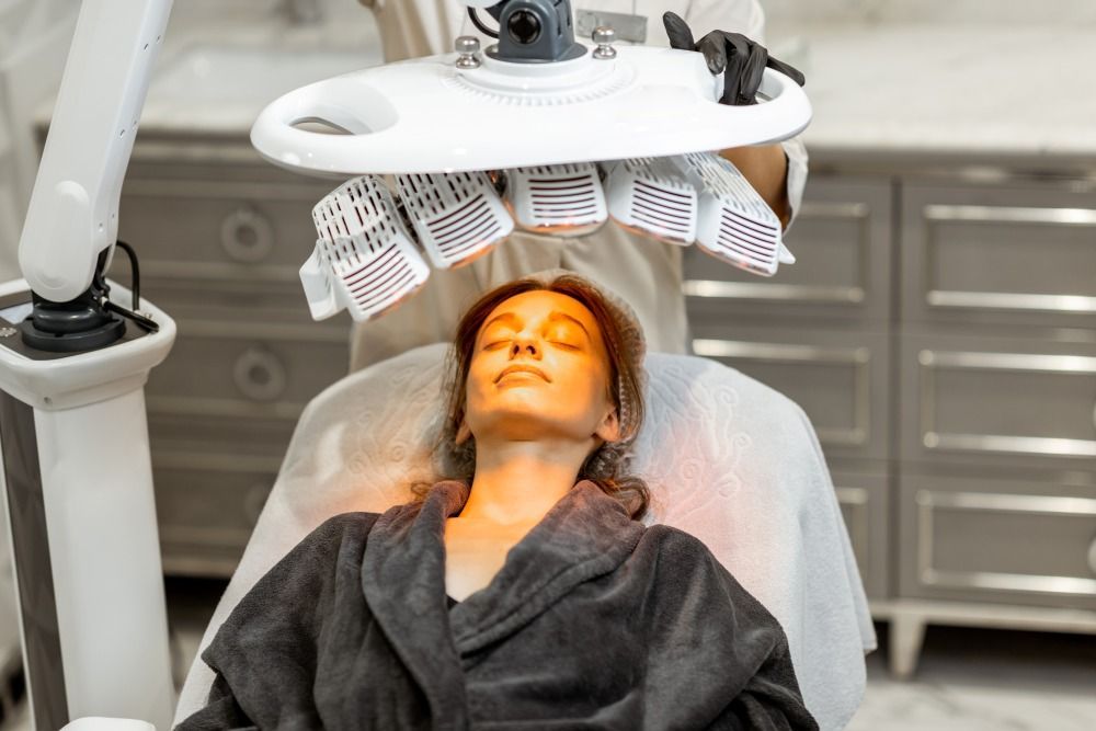 A Woman Is Laying in A Chair Getting a Treatment on Her Face — Coastal Skin & Laser in Tewantin, QLD
