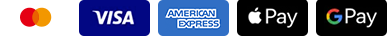 Accepted payment methods including Visa, Mastercard, American Express, Apple Pay and Google Pay