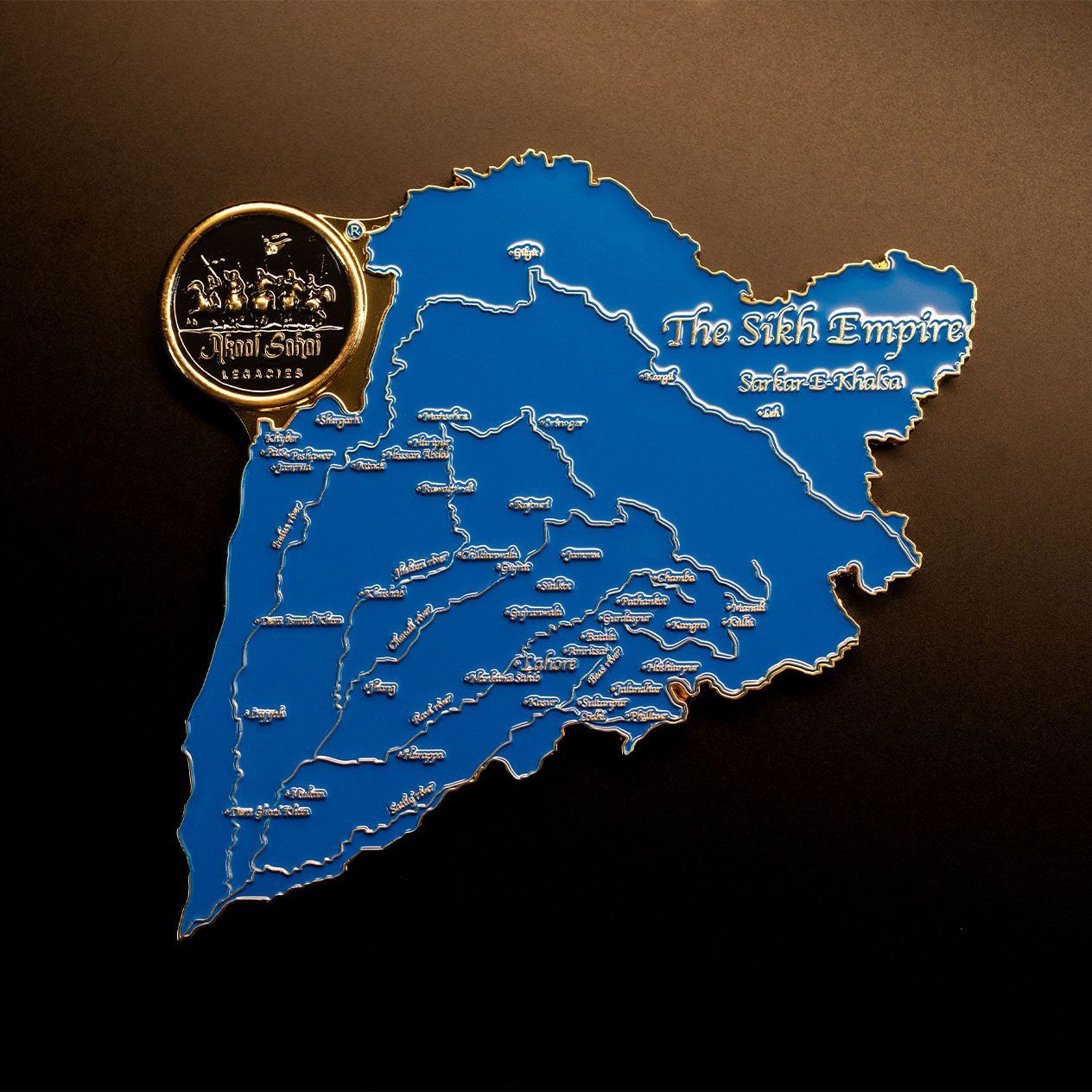 Sikh Empire map magnet showing historic territories, cities and the legacy of Sarkar-E-Khalsa