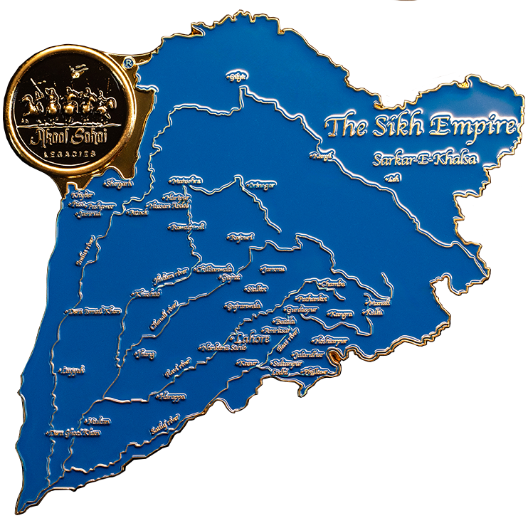 Sikh Empire map magnet showing historic territories, cities and the legacy of Sarkar-E-Khalsa
