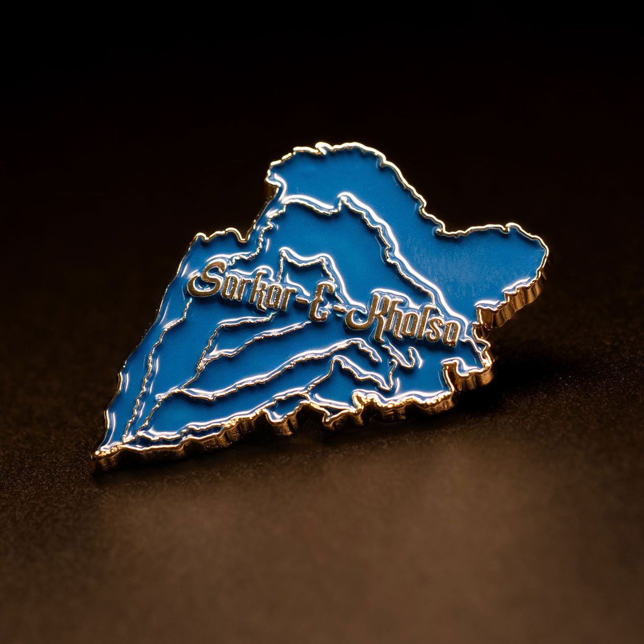 Sarkar-E-Khalsa Sikh Empire map lapel pin in blue enamel with gold detailing