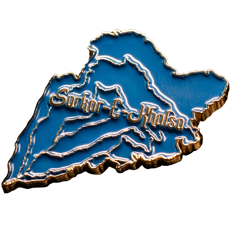 Sarkar-E-Khalsa Sikh Empire map lapel pin in blue enamel with gold detailing