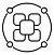Black line icon of a flower-like shape inside a circle on a white background