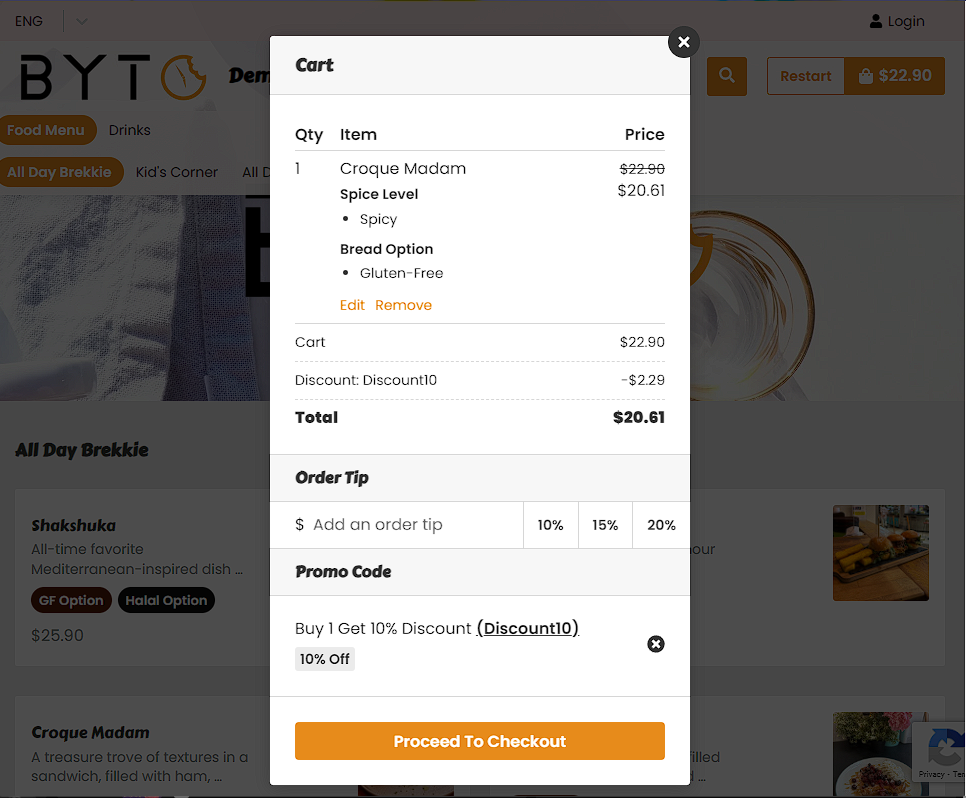 A screenshot of a checkout page on a website