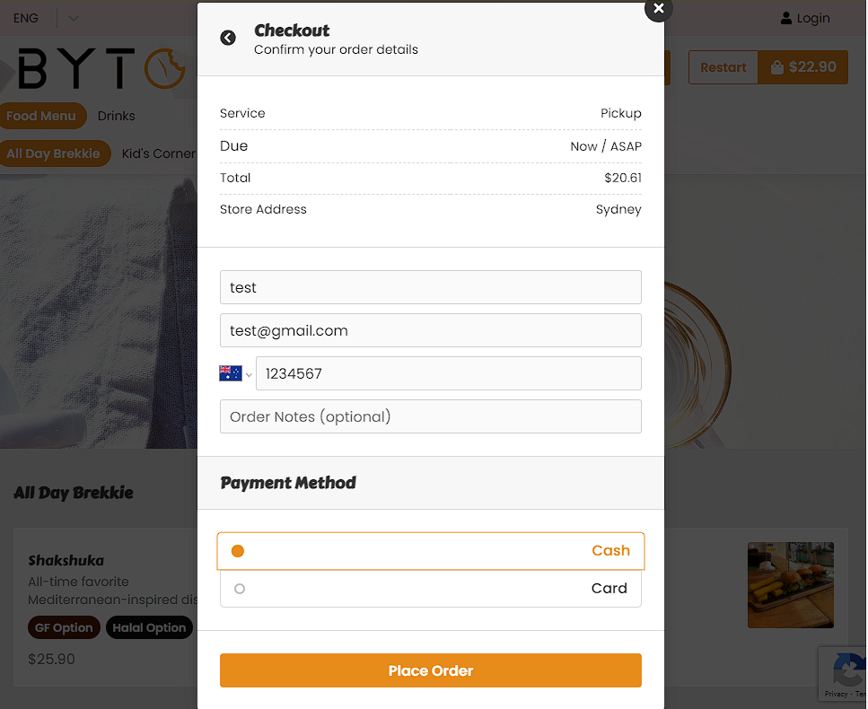 A screenshot of a checkout page on a website.