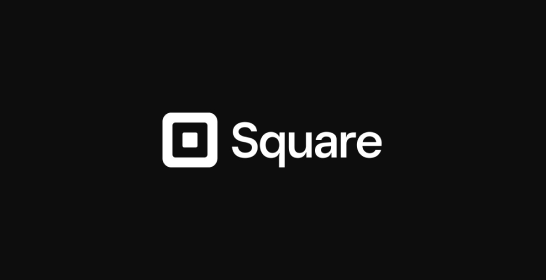 The square logo is on a black background.