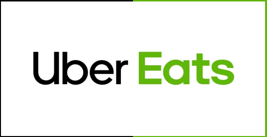 The uber eats logo is black and green on a white background.