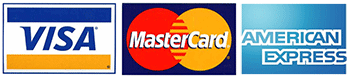 Visa, MasterCard, and American Express payment logos on a white background