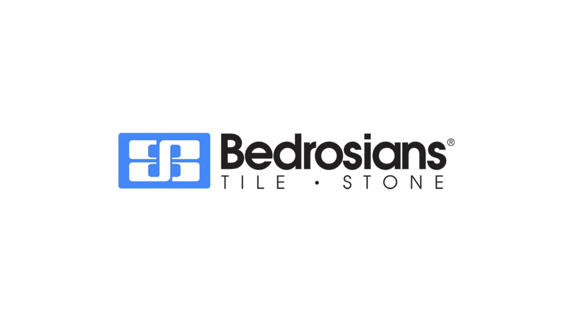 Bedrosians Tile & Stone logo in blue and black on a white background