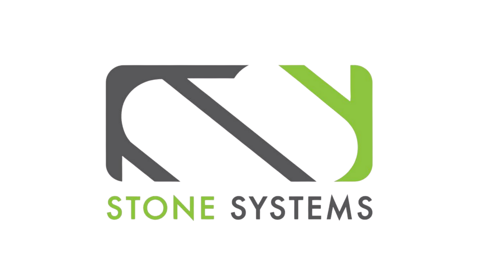 Stone Systems logo with gray and green geometric icon and text
