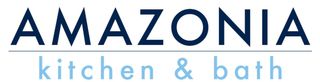 Amazonia Kitchen & Bath | San Diego Amazonia kitchen & bath logo with navy and light blue text on a white background