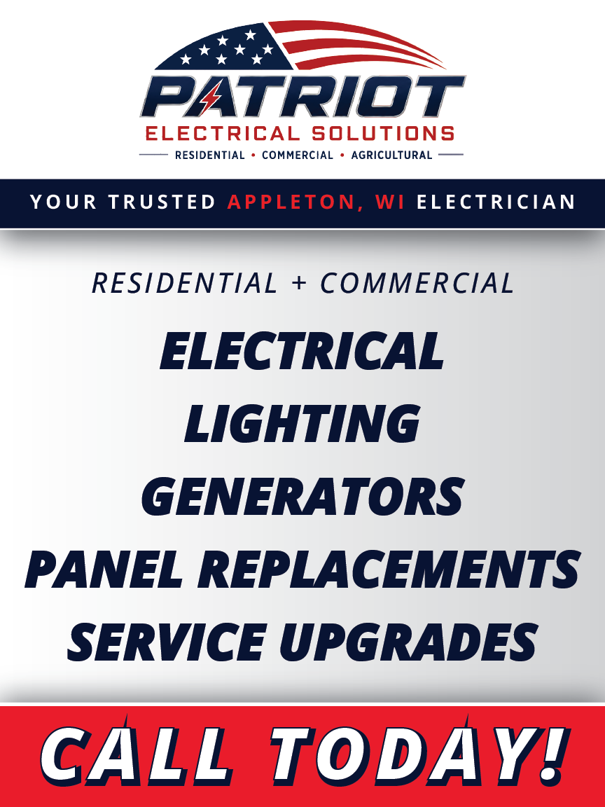 An advertisement for patriot electrical solutions that says call today