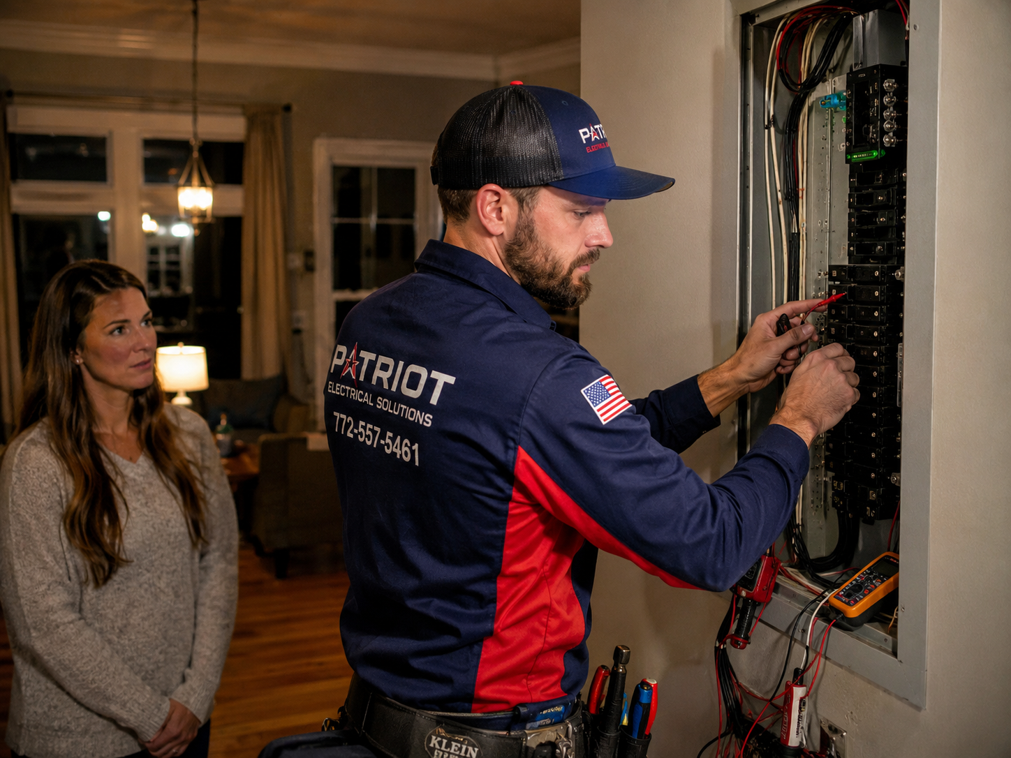 A concrete wall with a electrical box attached to it installed by Patriot Electrical Solutions.