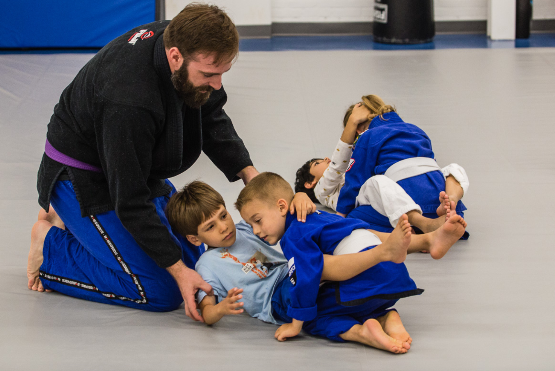Kids practicing Youth Jiu-Jitsu drills at Soulcraft Martial Arts in Hamden, CT, building confidence.