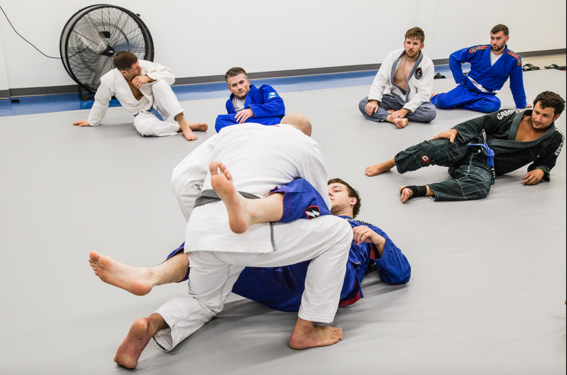 Students drilling Jiu-Jitsu techniques at Soulcraft Martial Arts in Hamden, CT, building calm strength and focus.