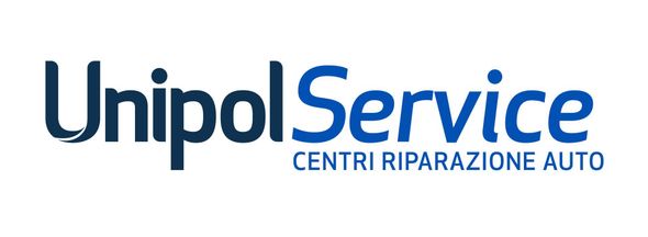 Logo UnipolService in blu con sottotitolo grigio “Centri Riparazione Auto” su sfondo bianco