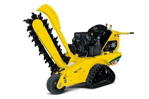 Yellow snow blower with black tracks and chute, shown on a white background