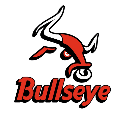 Bullseye logo with a red and white charging bull above bold red text