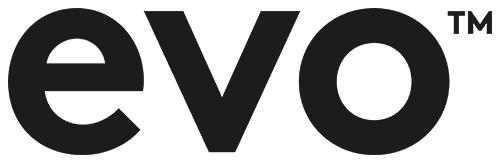 Black lowercase “evo” logo with a small trademark symbol in the upper right.